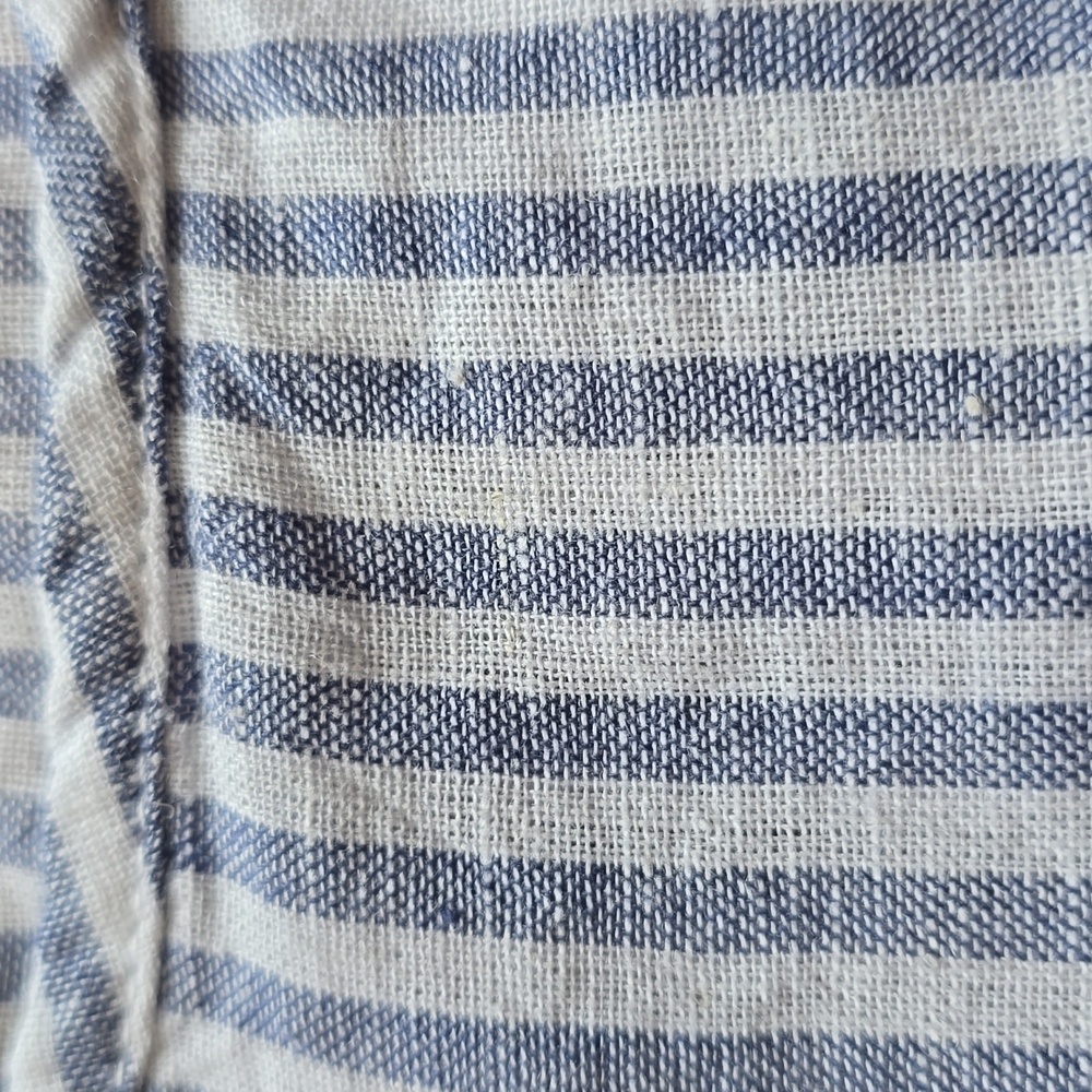 Beach Lunch Lounge, Luca Linen A-Line Prairie Dress, Striped Puff Sleeve, Size L - Picture 8 of 12